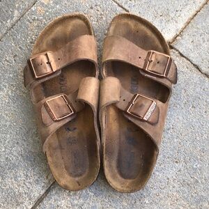 Birkenstock Brown Suede Two-Strap Sandals